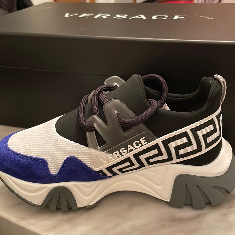 Kids Versace Blue Trainers. Never worn. Brand new with box